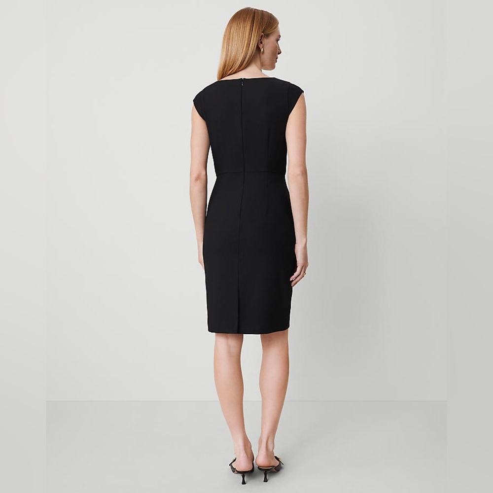 Ann Taylor Classic Scoop Neck Business Casual Black Cap Sleeve Dress 12 - Picture 2 of 13